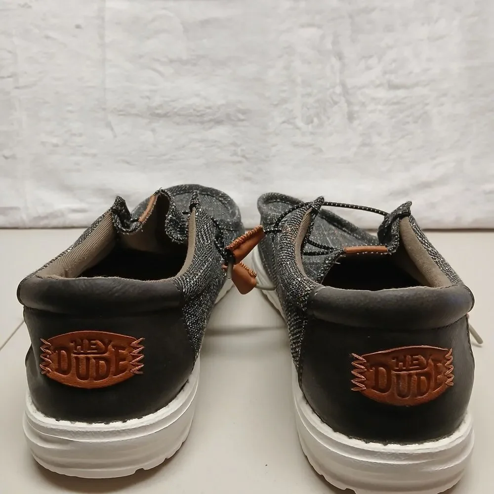 Hey Dude Men's Wally Plaid Grey Slip On Shoes Color Size 12 Comfy Casual Work